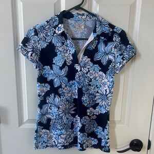 Lilly Pulitzer Blue Floral Short Sleeve Tee